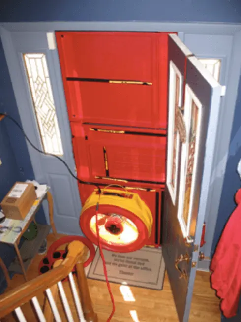 Blower door test on a Capital Region home