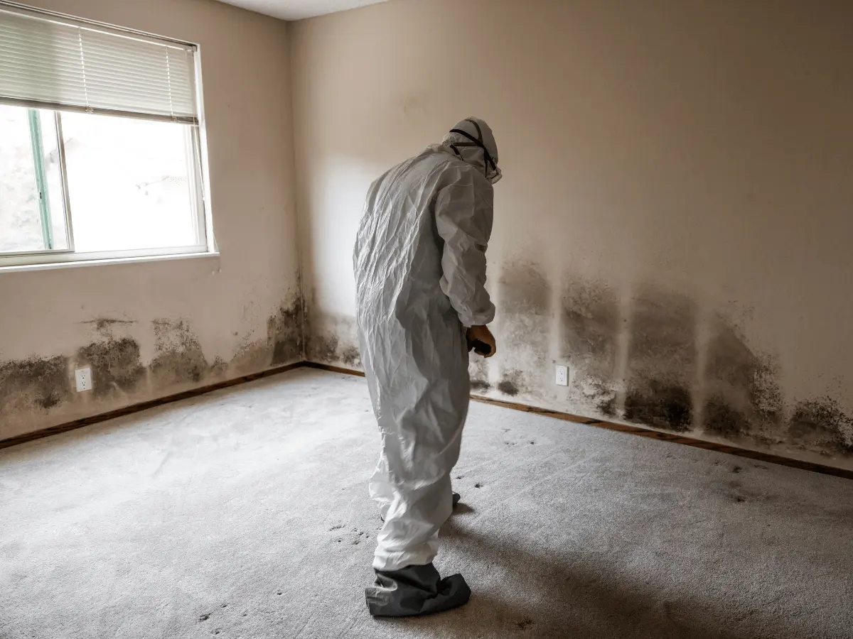 Air Test Pros certified inspector performing mold testing in a Capital Region home
